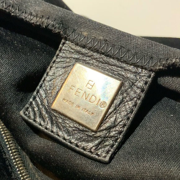 Fendi microfiber black bag with silver tone hardware. Adjustable leather strap. - Picture 4 of 13